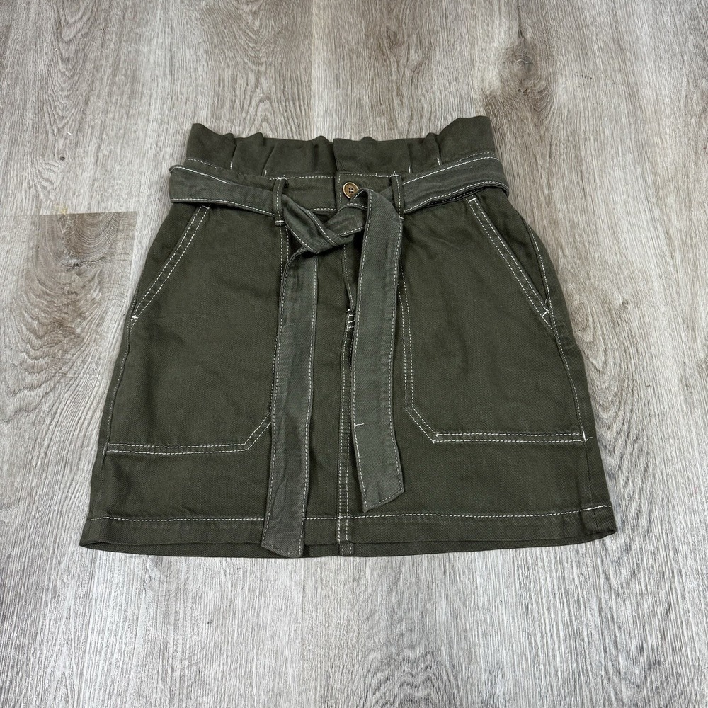 Free People Skirt Paper Bag Women's Size 0 Splendor‎ in the Grass Green